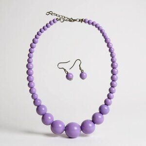 Purple Lucite Bead Gradual necklace earring set